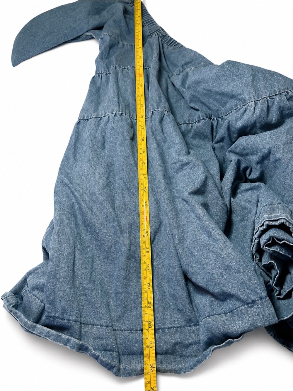 GiGio USA Denim Ruffled Dress Square Neck Long Sleeves EUC - Picture 3 of 8